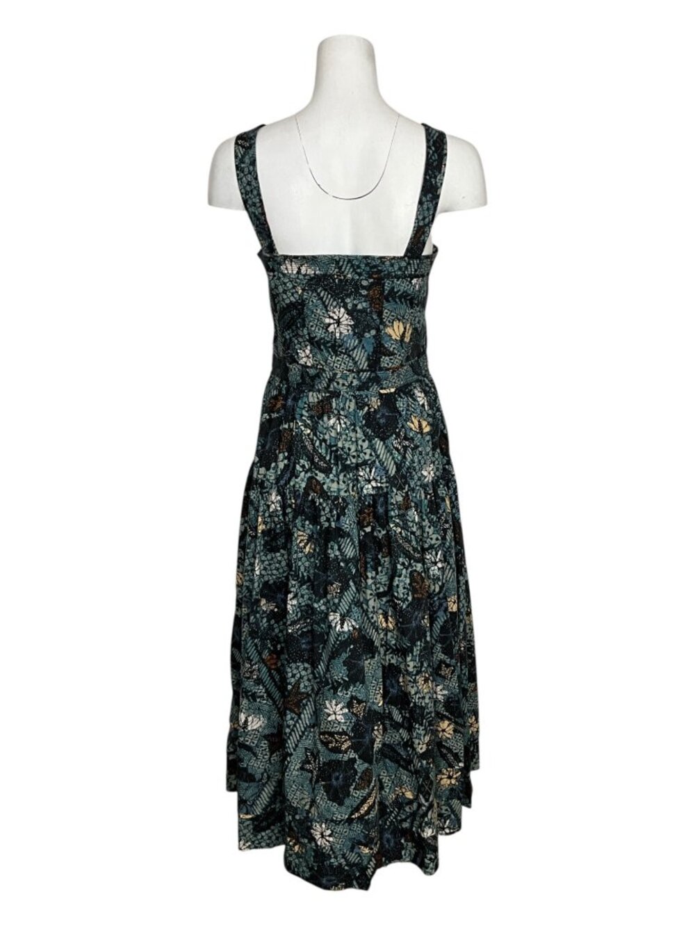 Ulla Johnson Isabela Dress 10 Rainforest Midi Blue Floral Sleeveless Cotton - Picture 6 of 16